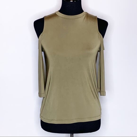 ASOS olive army green tan cold shoulder sleeve top size 0 - Picture 1 of 14